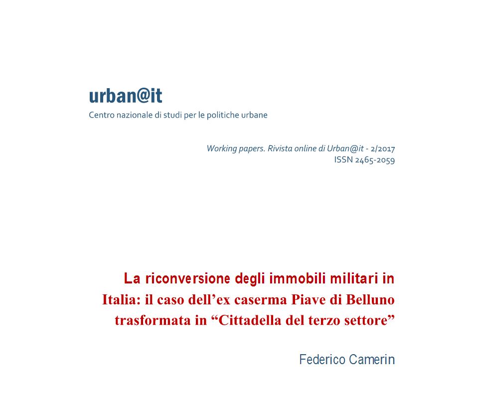 Centro nazionale di studi per le politiche urbane Urban@it &ndash; 2/2017