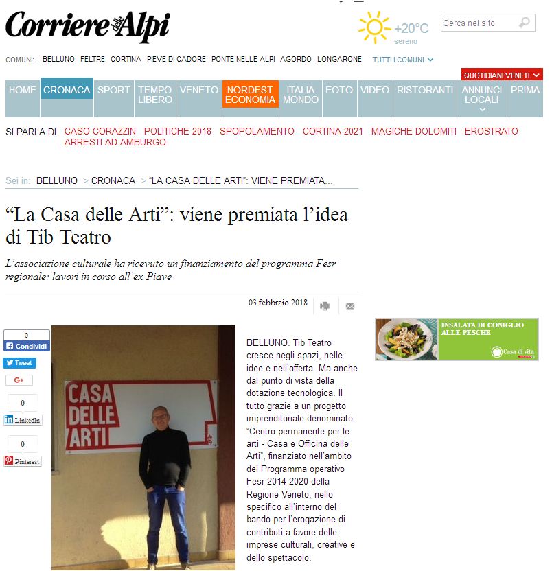 Un finanziamento POR-FESR per la Casa delle Arti di TIB Teatro